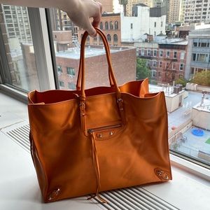 Balenciaga Large Orange Papier Tote Bag